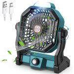 Camping Fan with LED Light, 5200mAh view 1