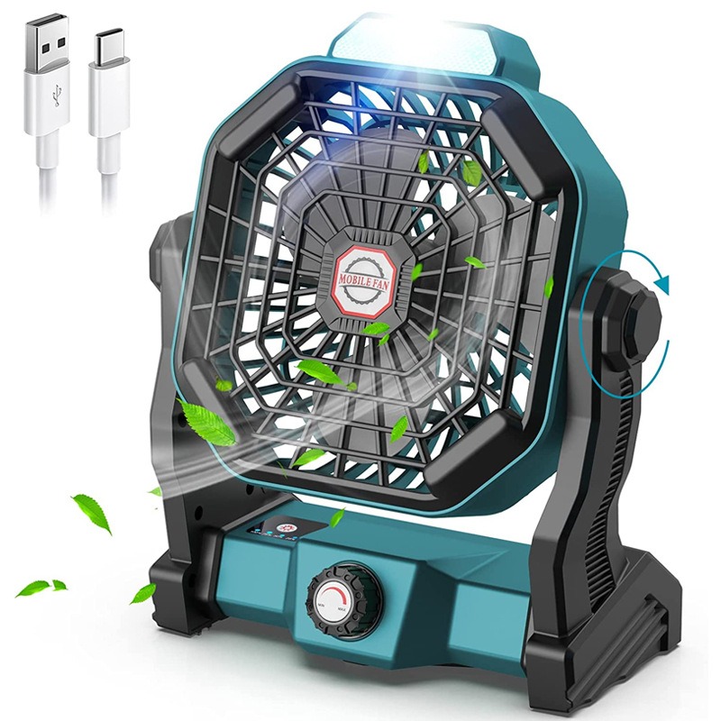 Camping Fan with LED Light, 5200mAh