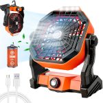 Camping Fan with LED Light, 5200mAh view 5